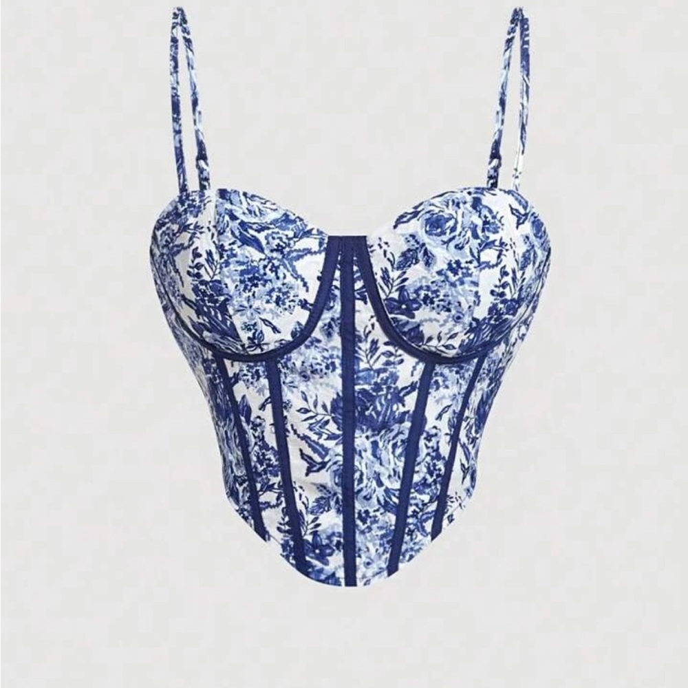 SHEIN MOD Floral Print Bustier Cami Top